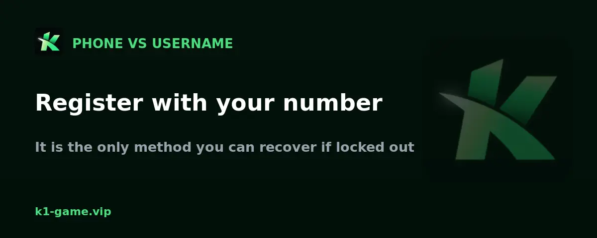 Register K1 Game with your phone number, the only recoverable method